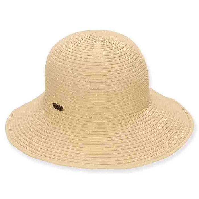 Sewn Ribbon Packable Shapeable Sun Hat - Sun 'N' Sand Hats Wide Brim Hat Sun N Sand Hats HH1439B Natural Medium (57 cm)