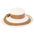Shapeable Wide Brim Two Tone Sun Hat with Scarf - Sun 'N' Sand Hats Wide Brim Sun Hat Sun N Sand Hats HH2979A Ivory OS (57 cm)