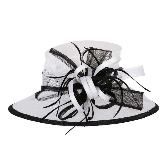 Sinamay Derby Hat with Contrast Trim Dress Hat Something Special LA HTS2070WH White