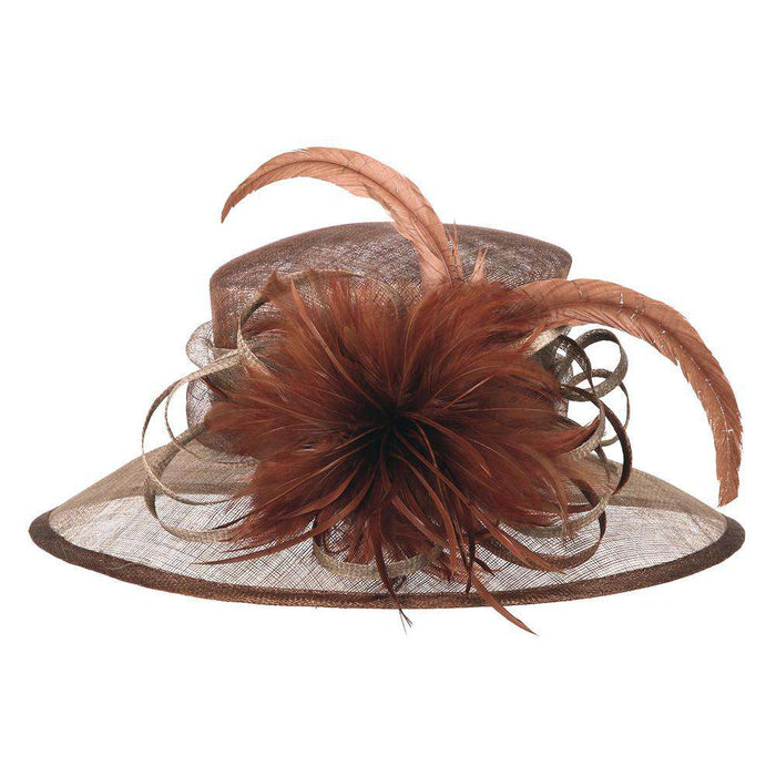 Sinamay Derby Hat with Feather Flower Accent Dress Hat Something Special LA