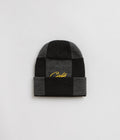 Skateboard Cafe Check Fold Beanie in Charcoal and Black / Gold