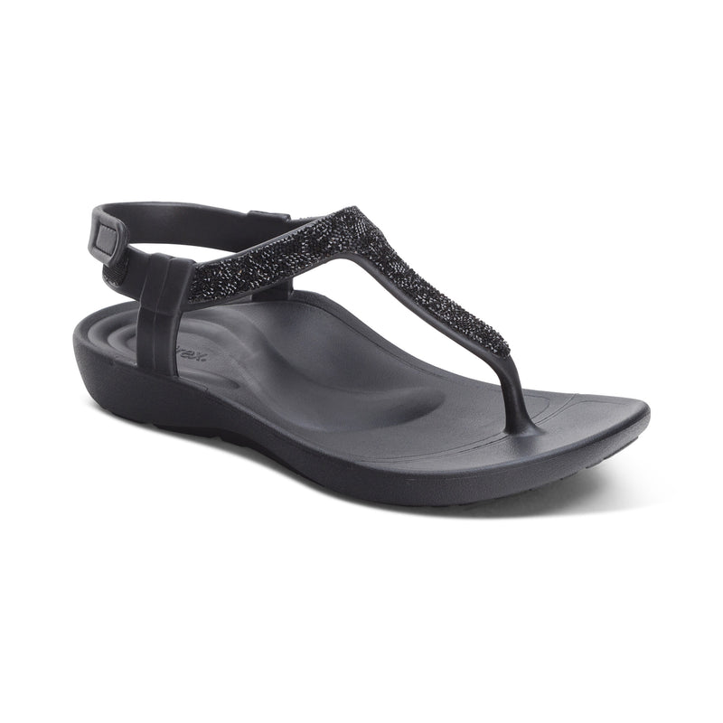 Skyler Thong Sandal #color_black embellished