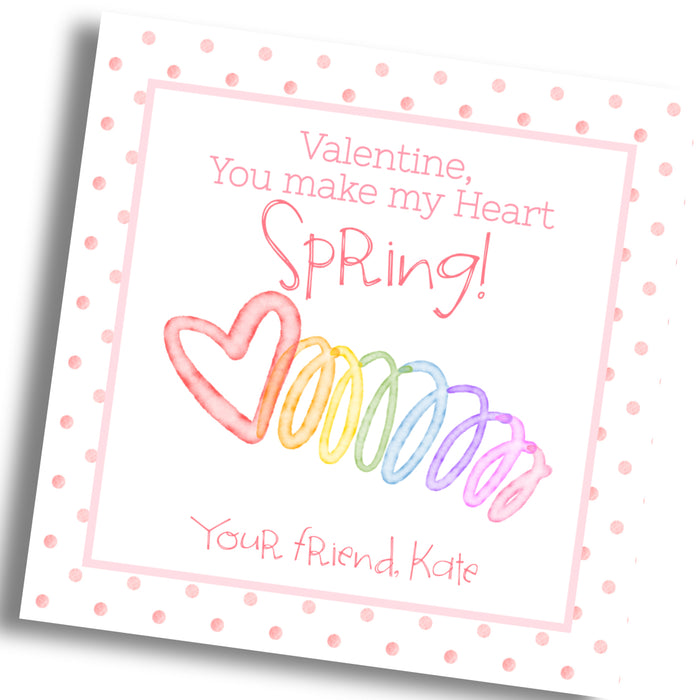 Slinky Spring Valentine Card - Rainbow