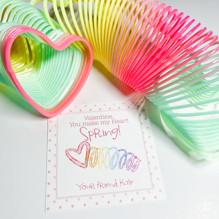 Slinky Spring Valentine Card - Rainbow