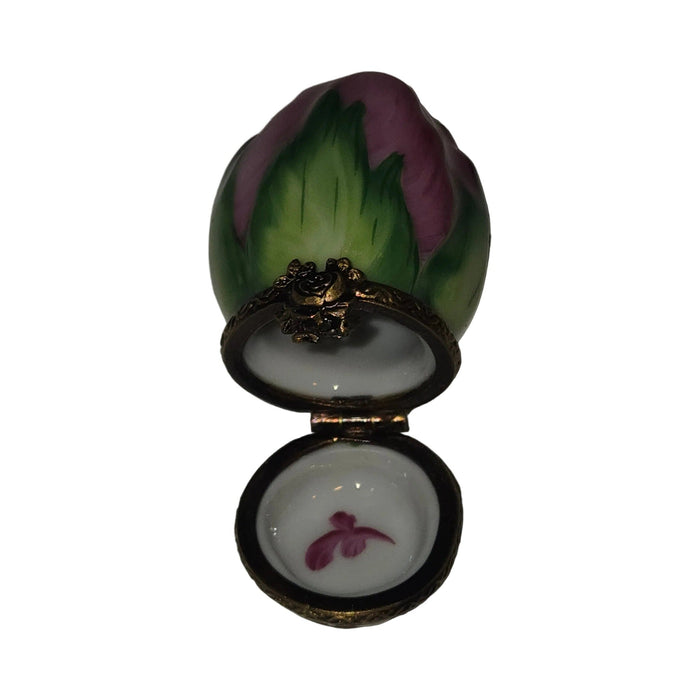 Small Rosebud on Stem Porcelain Limoges Box