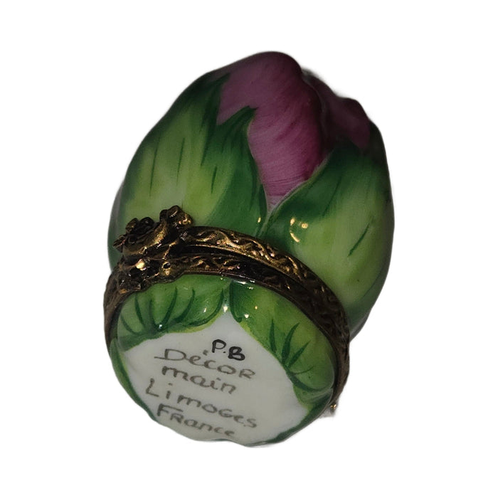 Small Rosebud on Stem Porcelain Limoges Box