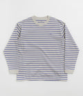 Snow Peak Border Long Sleeve T-Shirt in White and Blue