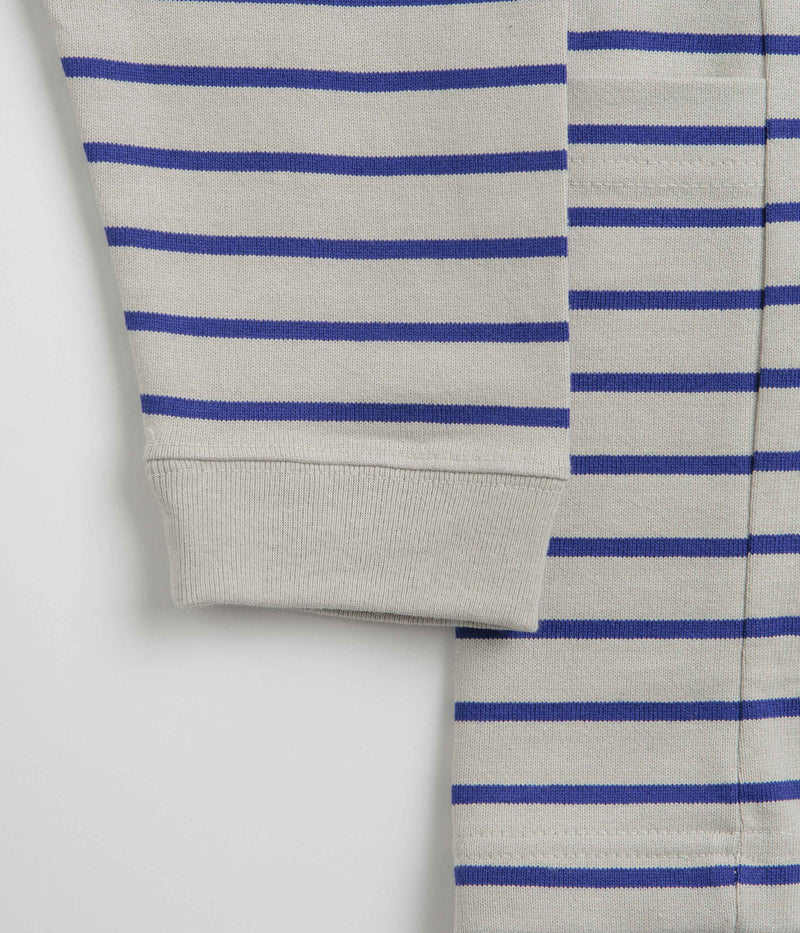 Snow Peak Border Long Sleeve T-Shirt in White and Blue