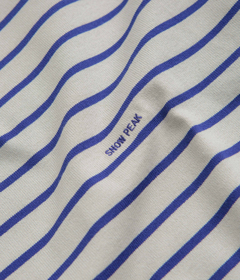 Snow Peak Border Long Sleeve T-Shirt in White and Blue