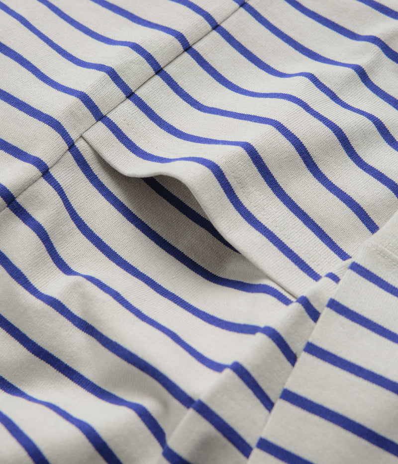 Snow Peak Border Long Sleeve T-Shirt in White and Blue