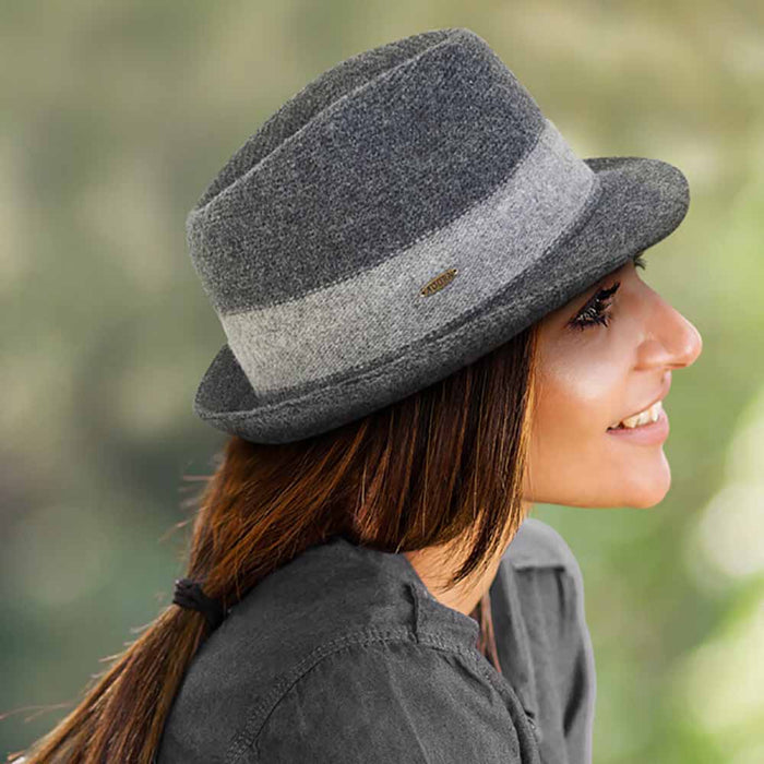 Soft Wool Two Tone Fedora Hat - Adora® Hats Fedora Hat Adora Hats