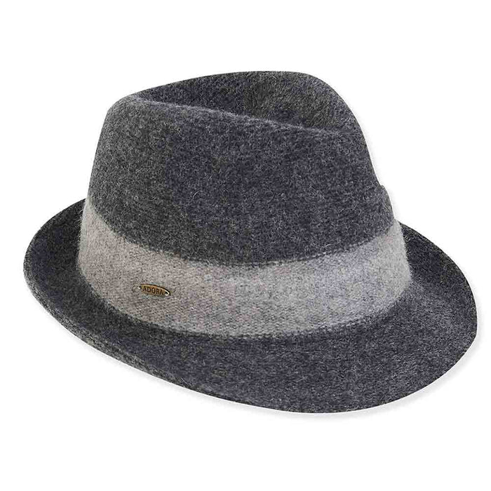 Soft Wool Two Tone Fedora Hat - Adora® Hats Fedora Hat Adora Hats AD1455A Grey OS (57 cm)