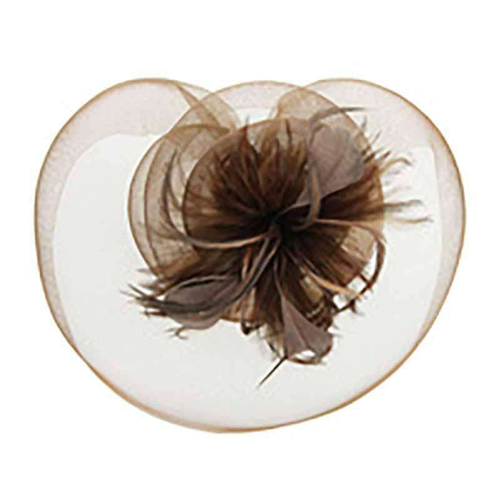 Spiral Flower with Feather Burst Fascinator Fascinator Something Special LA HTH2117BN Brown