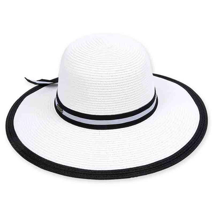 Spratley Black and White Sun Hat - Sun 'N' Sand Hats Wide Brim Sun Hat Sun N Sand Hats hh1124wh White M/L (58 cm)