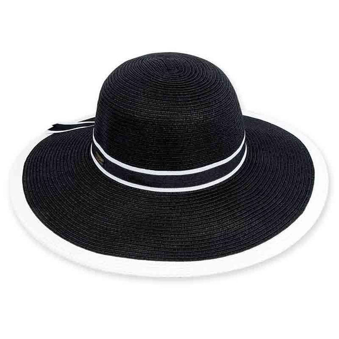 Spratley Black and White Sun Hat - Sun 'N' Sand Hats Wide Brim Sun Hat Sun N Sand Hats