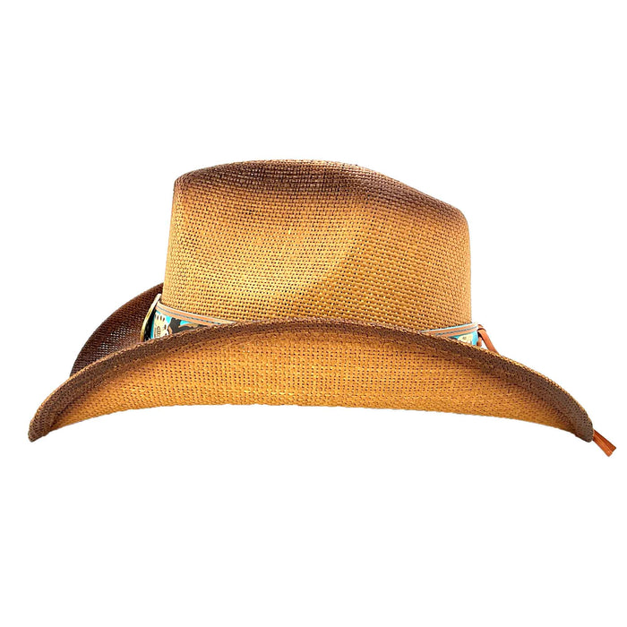 Straw Cowboy Hat with Turquoise Band and Concho - Milani Hats Cowboy Hat Milani Hats