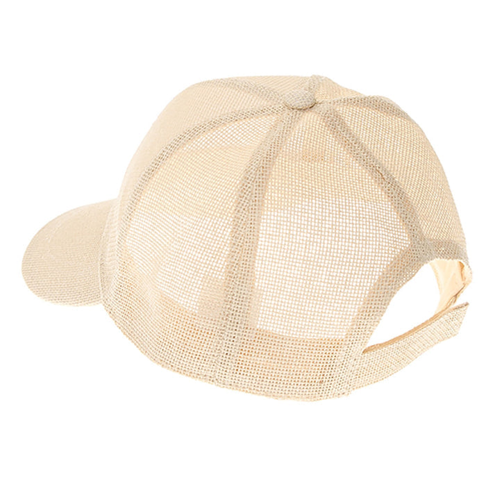 Straw Mesh Baseball Cap for Small Heads - Boardwalk Style Cap Boardwalk Style Hats