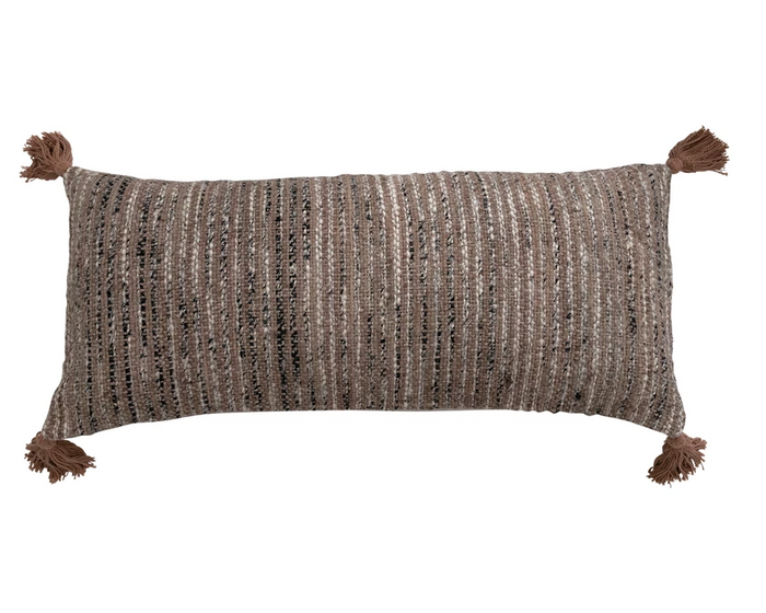 Striped Lumbar Pillow With Tassels