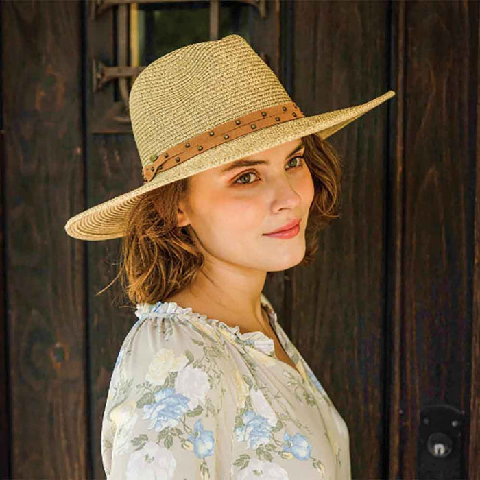 Studded Band Wide Brim Safari Hat  - Scala Hats Safari Hat Scala Hats