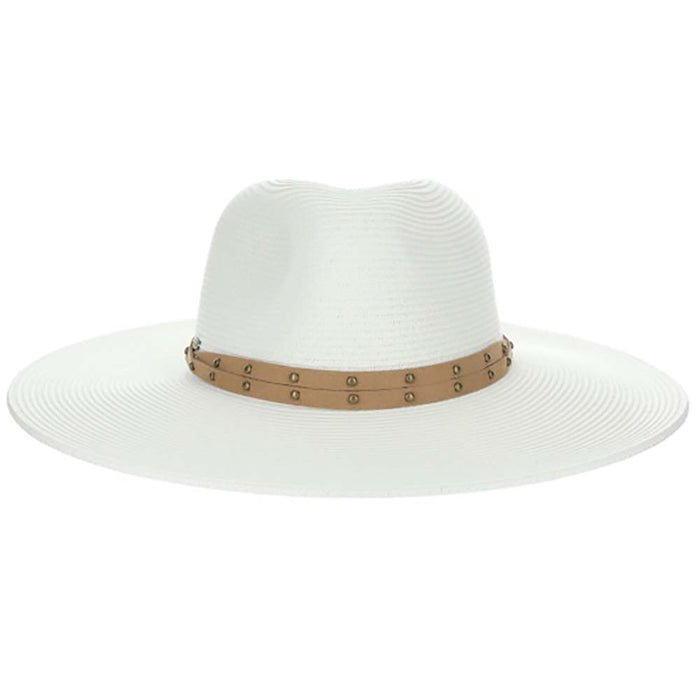 Studded Band Wide Brim Safari Hat  - Scala Hats Safari Hat Scala Hats LP354-WHT White Medium (57 cm)
