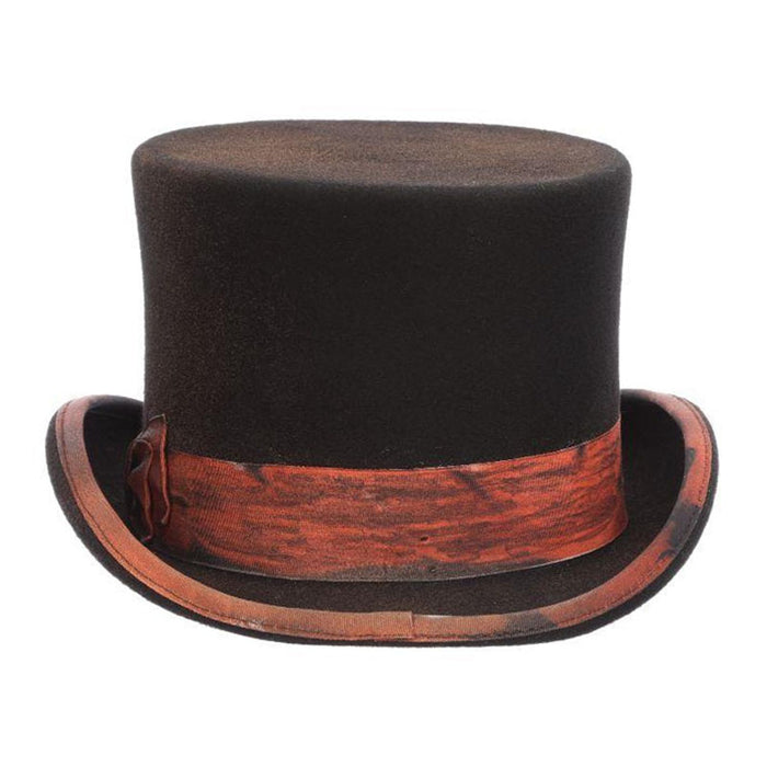 Stunt 5.5" Tall Distressed Wool Felt Top Hat - Scala Hat Top Hat Scala Hats