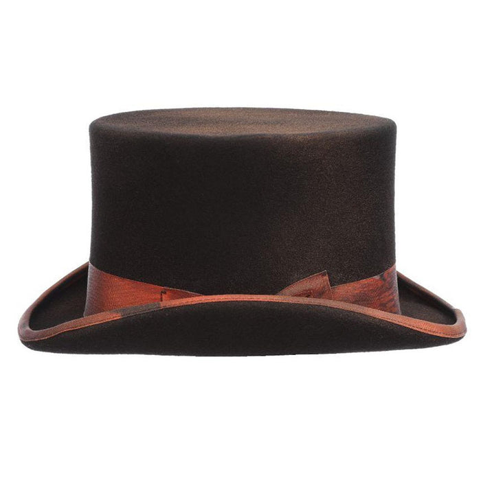 Stunt 5.5" Tall Distressed Wool Felt Top Hat - Scala Hat Top Hat Scala Hats