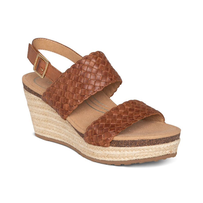 Summer Woven Quarter Strap Wedge #color_cognac