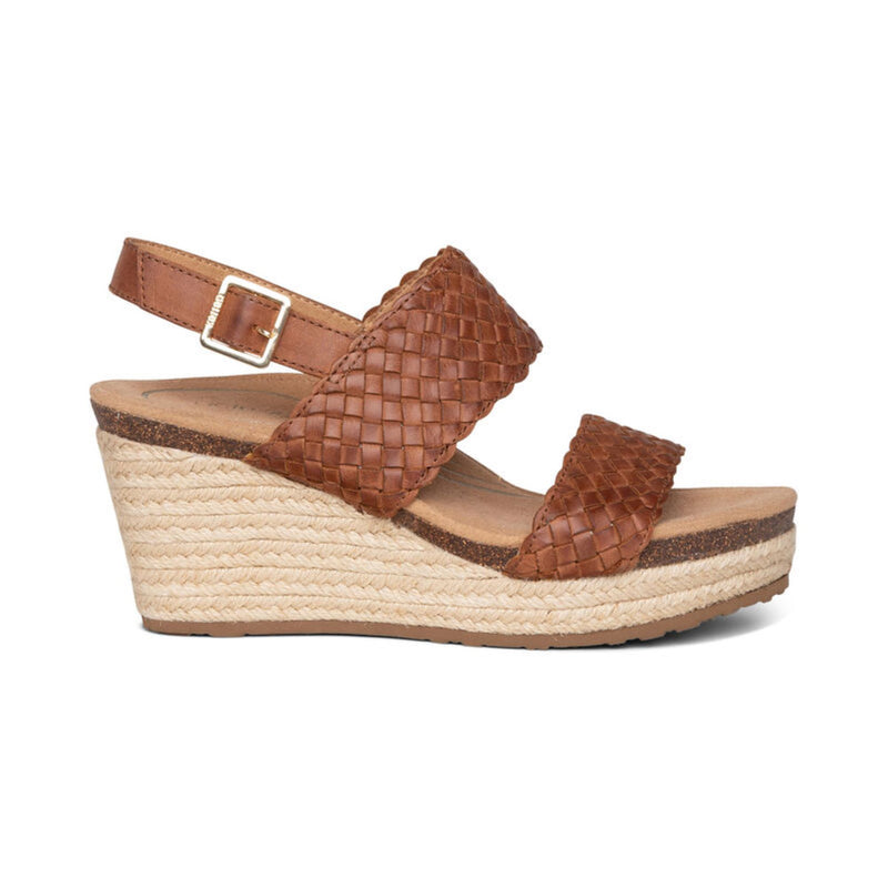 Summer Woven Quarter Strap Wedge #color_cognac