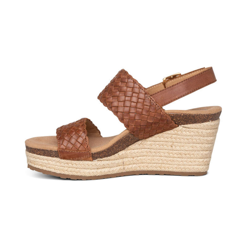 Summer Woven Quarter Strap Wedge #color_cognac