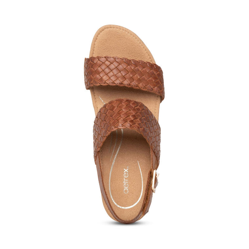 Summer Woven Quarter Strap Wedge #color_cognac