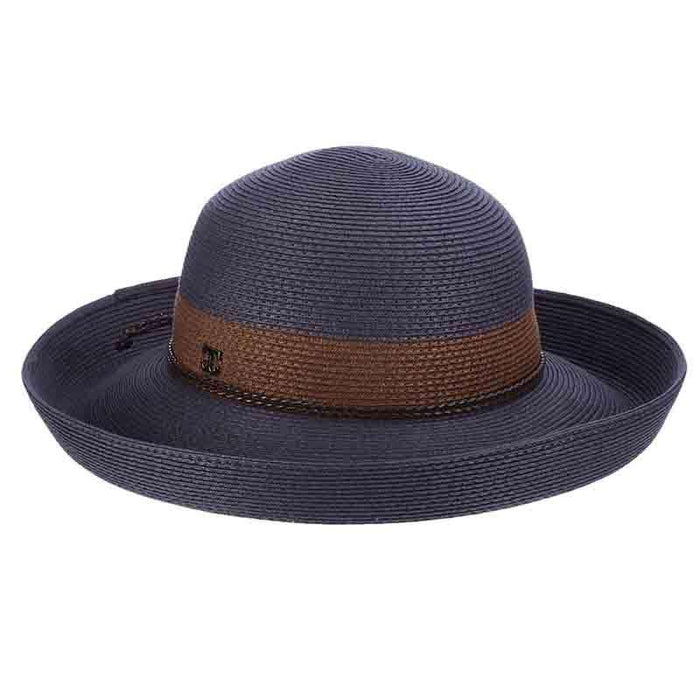 Superfine Braid Up Turned Brim Sun Hat - John Callanan Kettle Brim Hat Callanan Hats cr296nv Navy
