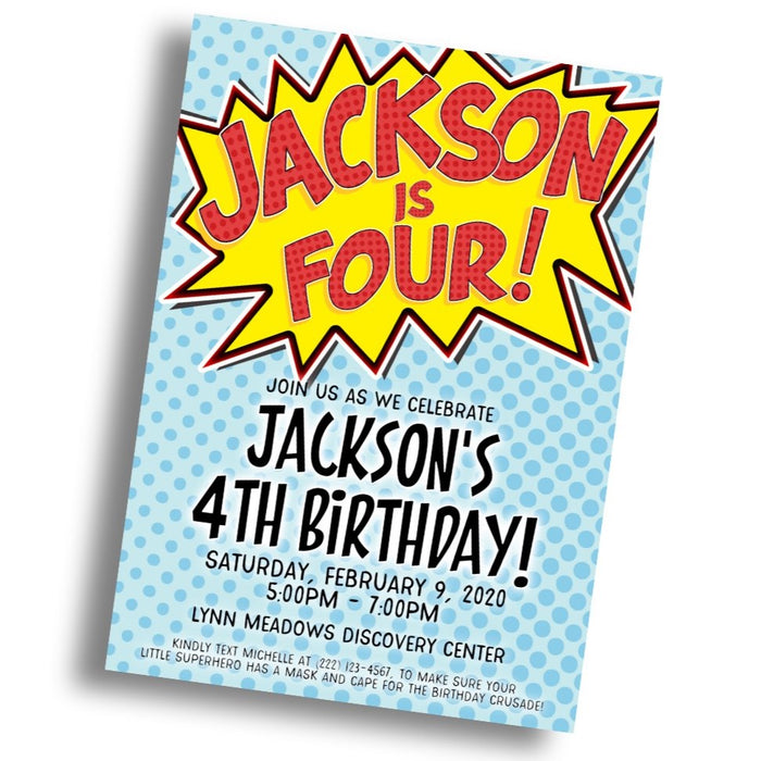 Superhero Comic Book Birthday Invitation