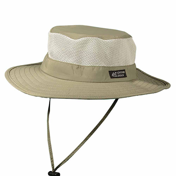 Supplex® Nylon Boonie with Chin Cord - DPC Global Hats Bucket Hat Dorfman Hat Co. MC2X-KH1 Khaki Small (55 cm)