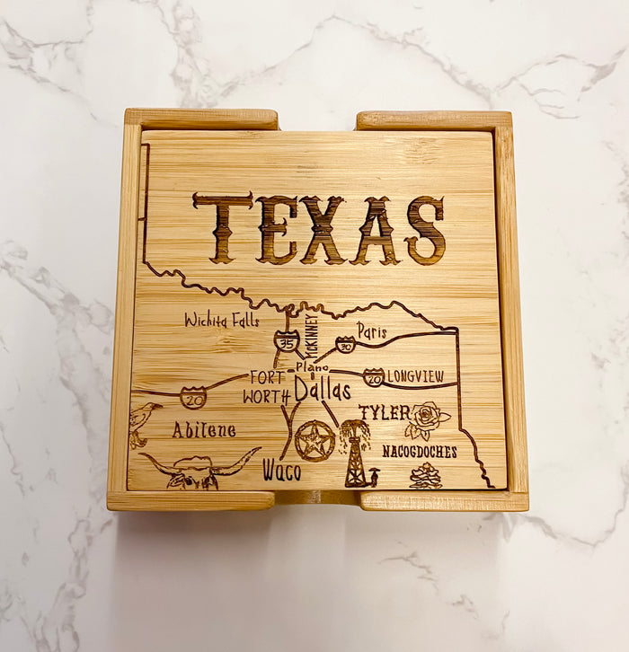 Texas Coaster Puzzle Set of 4 with Case - Lyla's: Clothing & Gifts - Online and Rockwall Texas Boutique