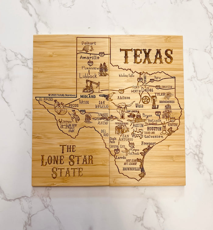 Texas Coaster Puzzle Set of 4 with Case - Lyla's: Clothing & Gifts - Online and Rockwall Texas Boutique
