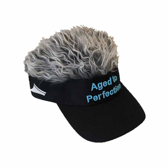 The Original Flair Hair Visor® - Aged to Perfection Fake Hair Sun Visor Cap Concept One