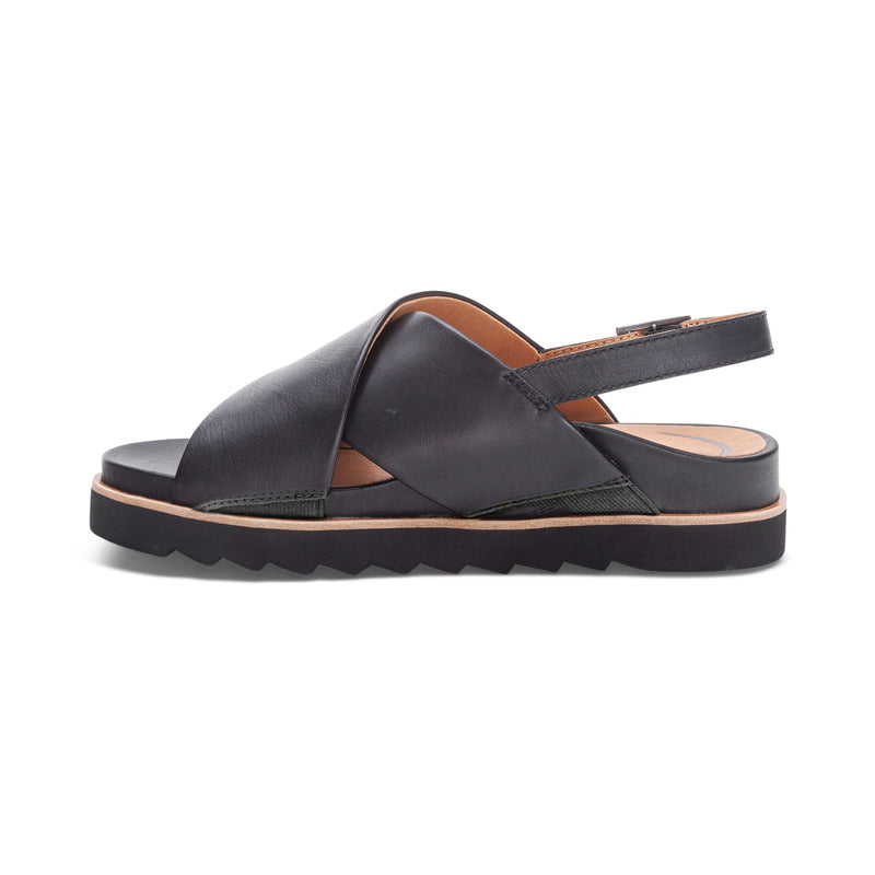 Thea Back Strap Cork Flat Sandal  #color_black
