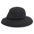 Tiffany Style Wool Felt Hat with Large Bow - Adora® Hats Cloche Adora Hats AD1090A Black