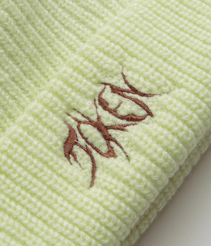Token Logo Cable Beanie in Lime