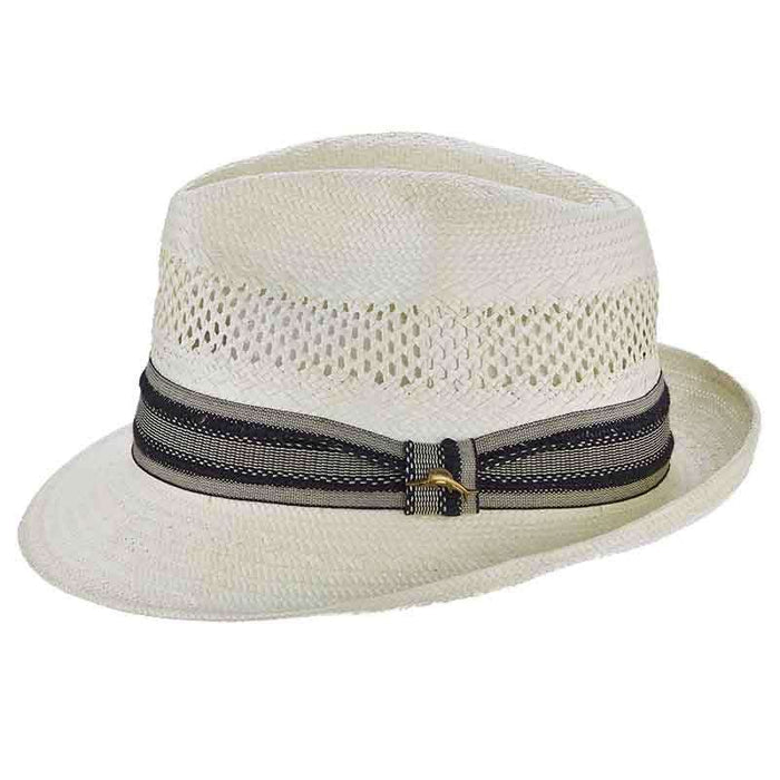 Tommy Bahama Open Weave Vented Toyo Fedora Hat - Ivory Fedora Hat Tommy Bahama Hats TBW217M Ivory S/M (55-57 cm)