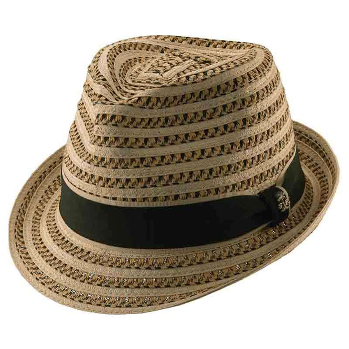 Tommy Bahama Vented Fedora Hat with Palm Tree Pin Fedora Hat Tommy Bahama Hats TBW150M Natural M (22 1/2")