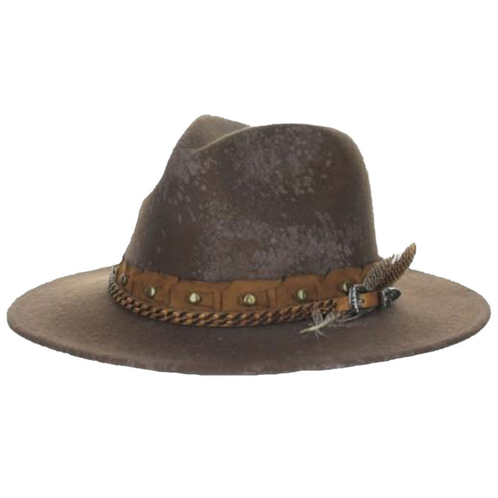 Tonala Splatter Wool Felt Studded Band Hat - Biltmore Vintage Hats Safari Hat Biltmore Hats BF110-BRN3 Brown Large (59 cm)