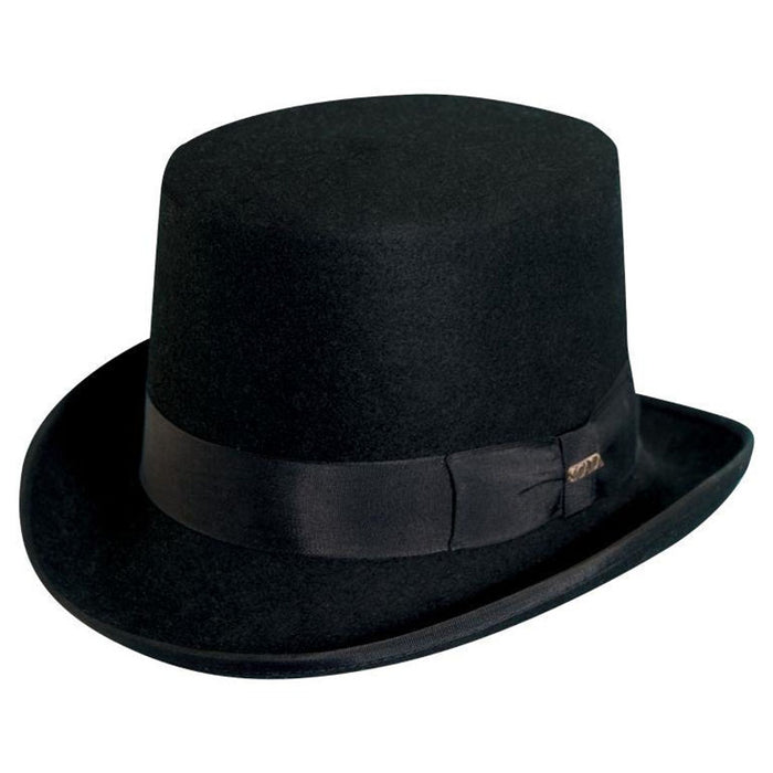Topper Structured Wool Felt Top Hat - Scala Hat Top Hat Scala Hats WF568-BLK2 Black Medium (57 cm)