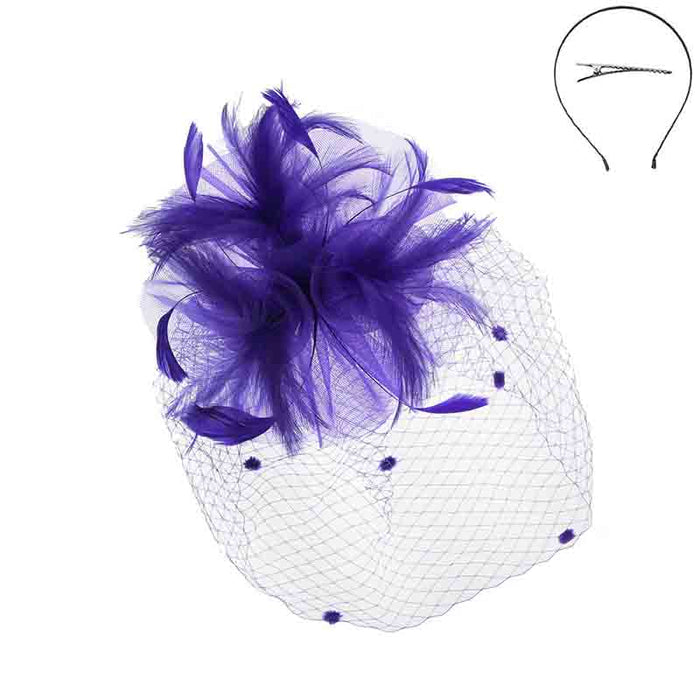 Triple Lillies Feather Burst Center Fascinator - Something Special Fascinator Something Special LA HTH2310PP Purple