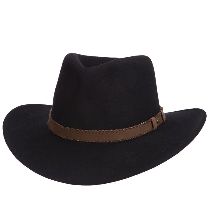Tucson Crushable Water Repellent Wool Felt Outback Hat - Scala Hat Safari Hat Scala Hats DF185-BLK3 Black Large (59 cm)
