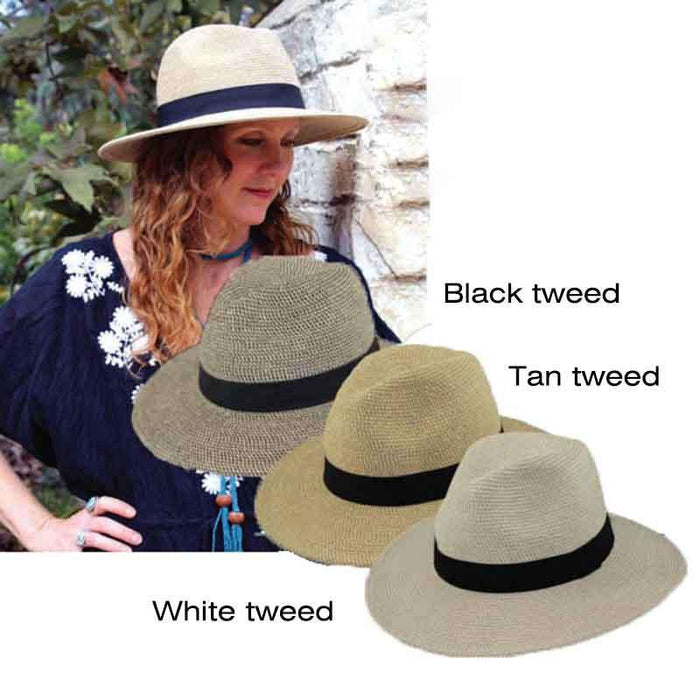Tweed Straw Safari Hat - Jeanne Simmons Hats Safari Hat Jeanne Simmons Accessories