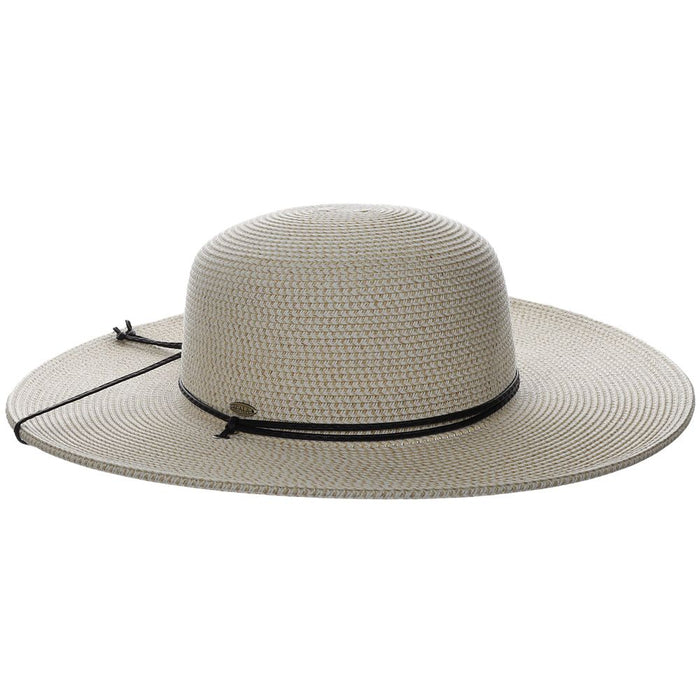Tweed Summer Floppy Hat with Chin Strap - Scala Hats Wide Brim Sun Hat Scala Hats LP46-IVO Ivory Tweed