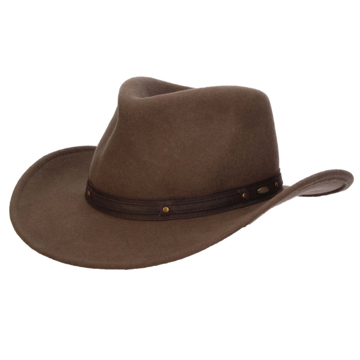 Twin Falls Crushable Wool Felt Outback Hat - Scala Hat Safari Hat Scala Hats DF193-KAKI3 Khaki Large (60 cm)