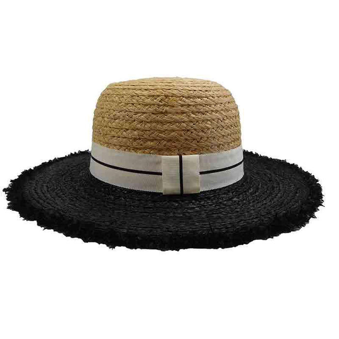 Two Tone Raffia Floppy Hat by Sun Styles Floppy Hat Sun Styles AH367bk Natural Black