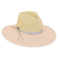 Two Tone Safari Hat with Metallic Band by San Diego Hat Company Safari Hat San Diego Hat Company ubf1100pk Natural/Pink